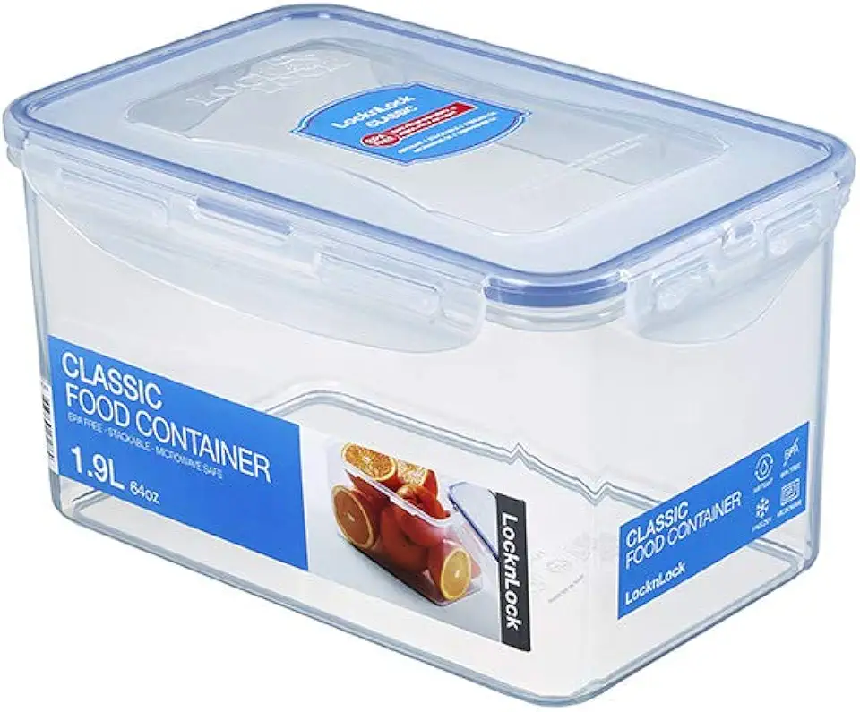 LOCK &amp; LOCK Easy Essentials Food Lids/Pantry Storage/Airtight Containers, BPA Free, Rectangle - 8 Cup - for Cookies, Clear