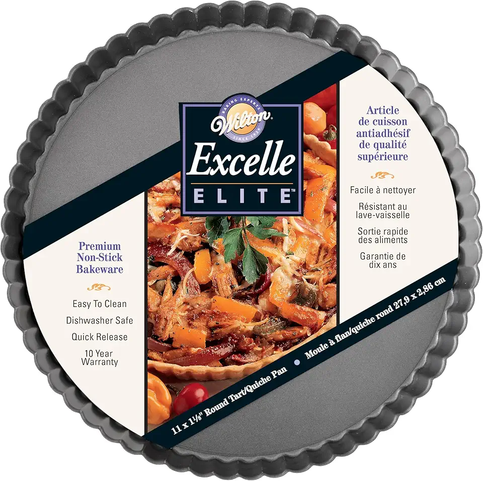 Wilton Excelle Elite Non-Stick Tart Pan and Quiche Pan with Removable Bottom, 11-Inch, Multicolor