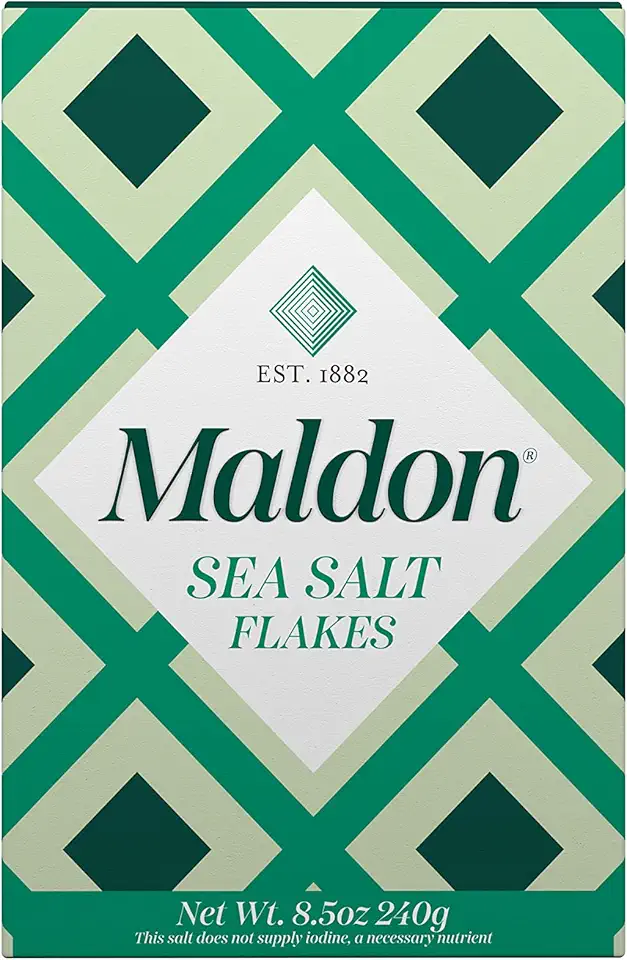 Maldon Salt, Sea Salt Flakes, 8.5 oz (240 g), Kosher, Natural, Handcrafted, Gourmet, Pyramid Crystals (Packaging May vary)