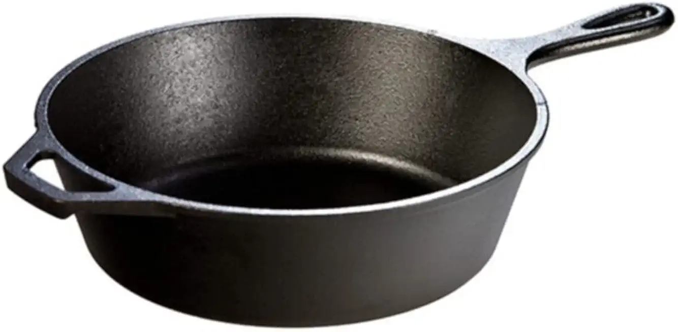 Lodge L8DSK3PLT Cast Iron Deep Skillet, 3 Quart, Black