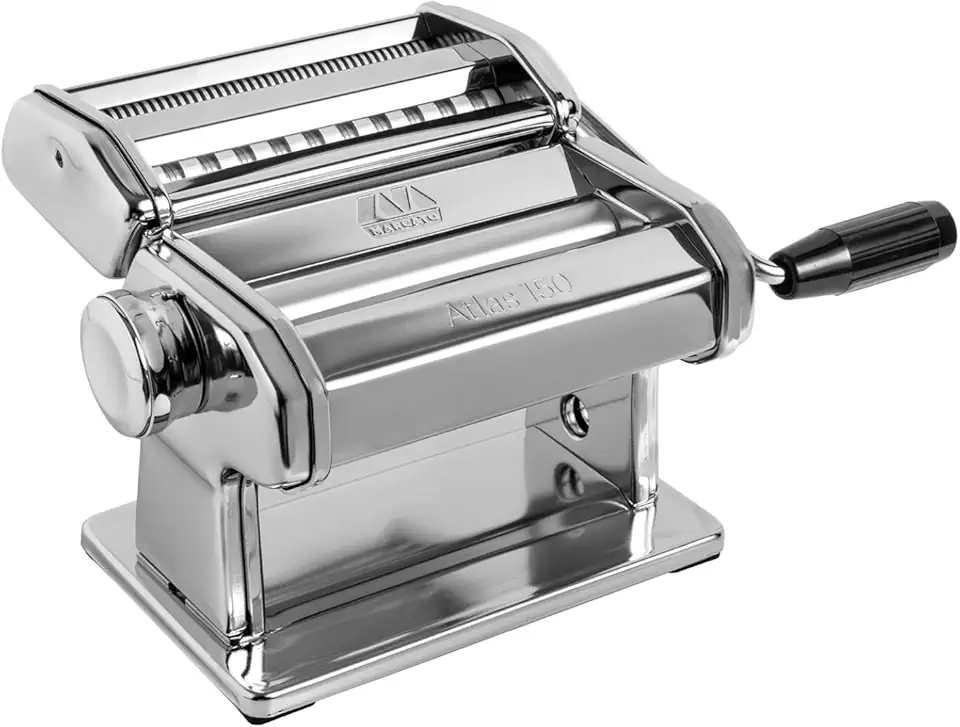 MARCATO Made in Italy Atlas 150 Classic Manual Pasta Maker Machine, Chrome Steel. Makes Lasagna, Fettuccine &amp; Tagliolini .