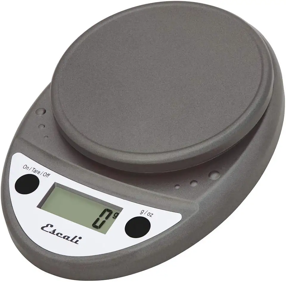 Escali Primo Digital Food Scale Multi-Functional Kitchen Scale and Baking Scale for Precise Weight Measuring and Portion Control, 8.5 x 6 x 1.5 inches, Metallic