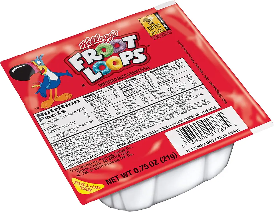 Kellogg&#x27;s Froot Loops, Breakfast Cereal, Original, .75oz (96 Count)