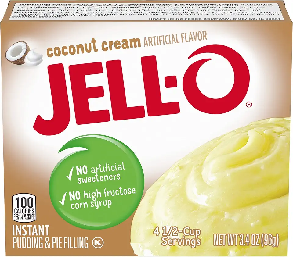 Jell-O Coconut Cream Instant Pudding &amp; Pie Filling Mix (24 ct Pack, 3.4 oz Boxes)