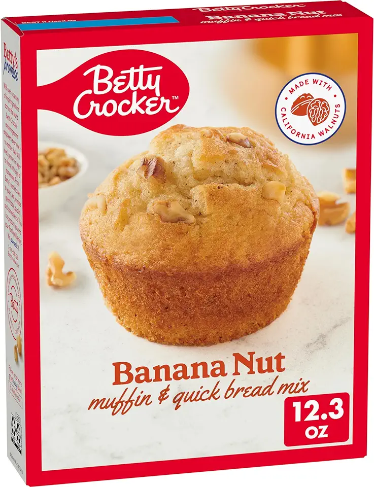 Betty Crocker Banana Nut Muffin and Quick Bread Mix, Made With California Walnuts, 12.3 oz. (Pack of 12)