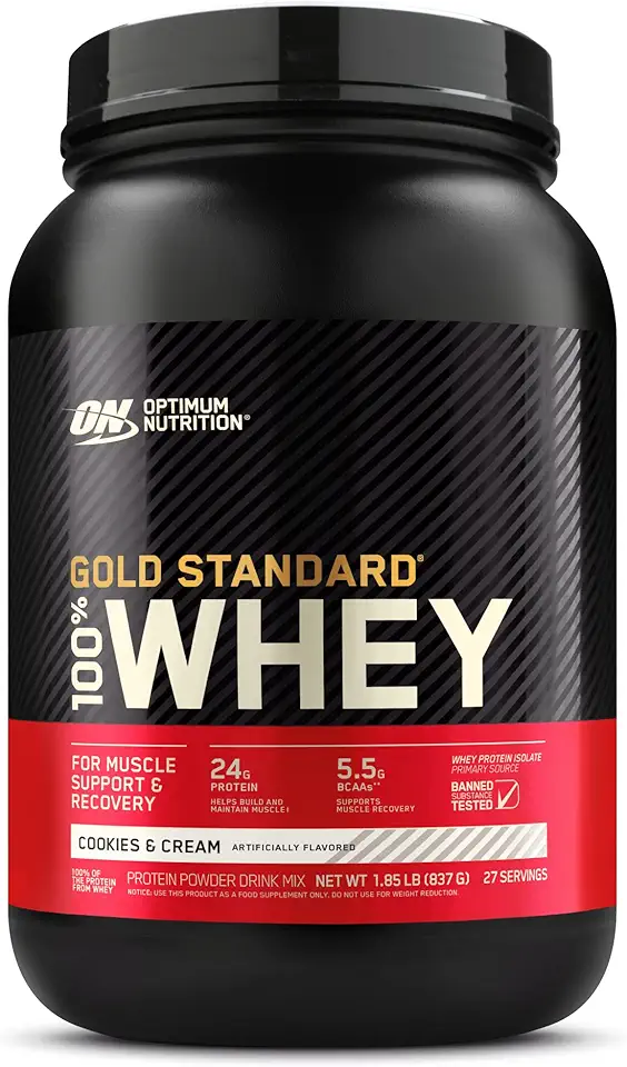 Optimum Nutrition Gold Standard 100% Whey Protein Powder, Cookies &amp; Cream, 1.85 Pound (Package May Vary)