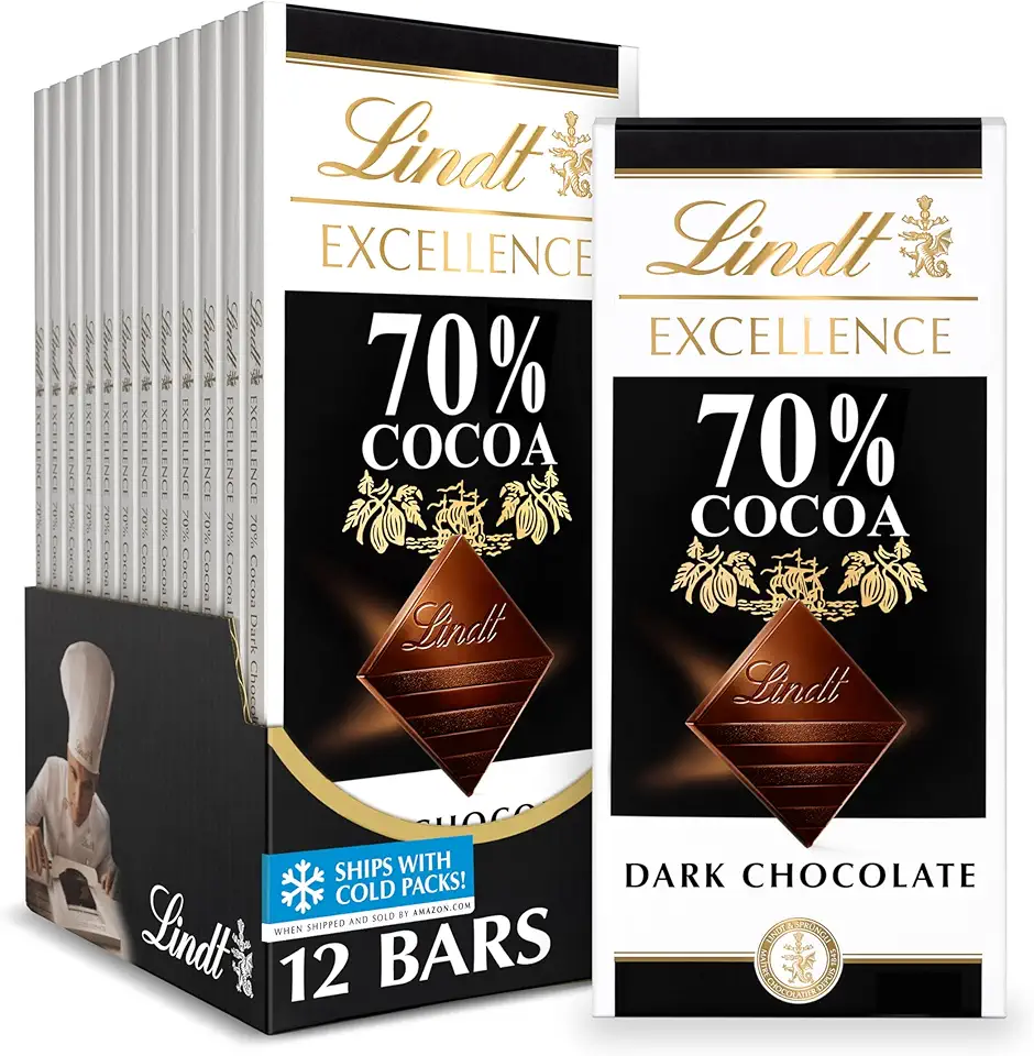 Lindt EXCELLENCE 70% Cocoa Dark Chocolate Bar, Dark Chocolate Candy, 3.5 oz. (12 Pack)