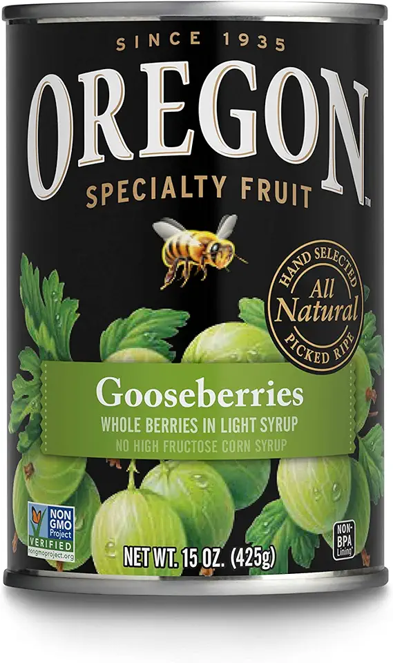 Oregon Fruit Gooseberries, Light Syrup, 15 oz (Pack of 8)