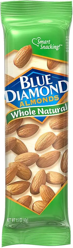 Blue Diamond Almonds, Whole Natural Flavored Snack Nuts, Single Serve Bags (1.5 Oz. Tubes, Pack of 12)