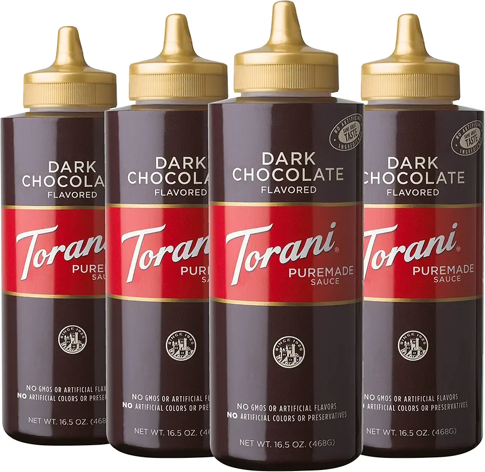 Torani Puremade Sauce, Dark Chocolate, 16.5 Ounces (Pack of 4)