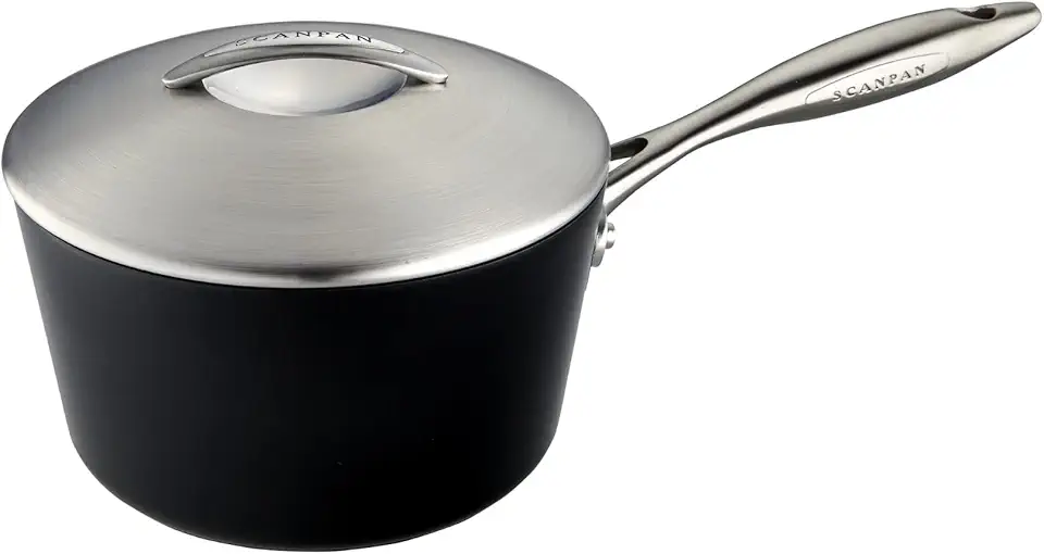 SCANPAN Professional 2 qt Saucepan with Lid - Easy-to-Use Nonstick Cookware - Dishwasher, Metal Utensil &amp; Oven Safe - Made in Denmark