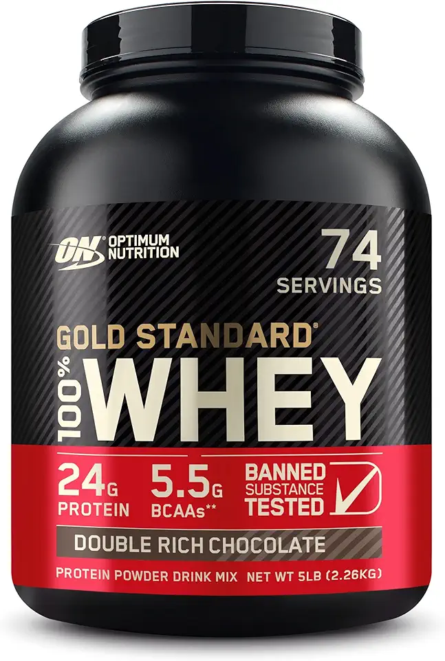 Optimum Nutrition Gold Standard 100% Whey Protein Powder, Double Rich Chocolate, 5 Pound (Packaging May Vary)