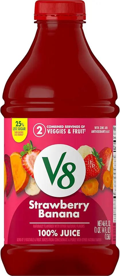 V8 Strawberry Banana 100% Fruit and Vegetable Juice, 46 fl oz Bottle