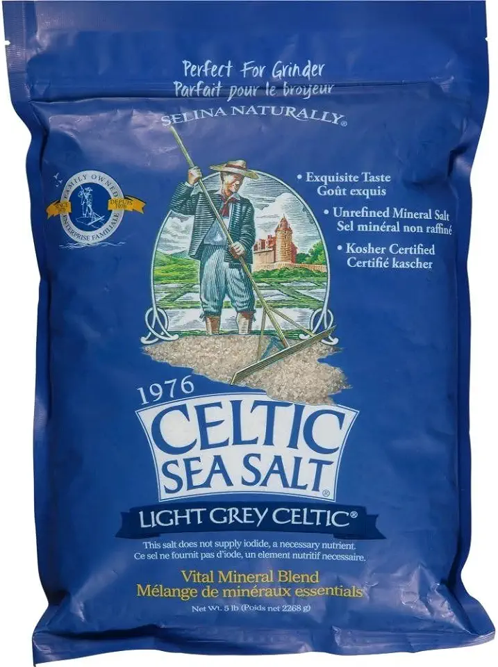 Light Grey Celtic Sea Salt 5 Pound Resealable Bag – Additive-Free, Delicious Sea Salt, Perfect for Cooking, Baking and More - Gluten-Free, Non-GMO Verified, Kosher and Paleo-Friendly