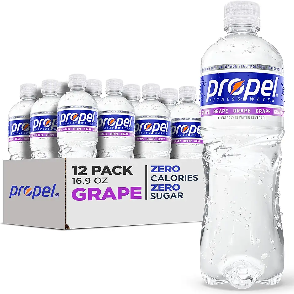 Propel, Grape, Zero Calorie Sports Drinking Water with Electrolytes and Vitamins C&amp;E, 16.9 Fl Oz (Pack of 12)