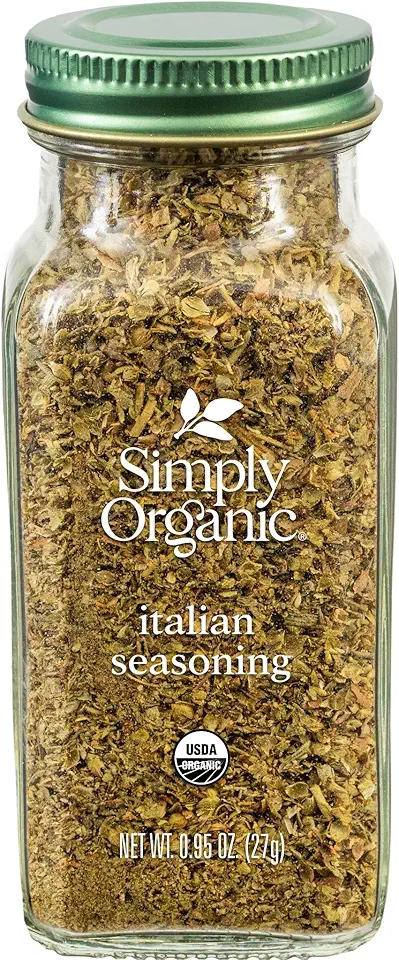 Simply Organic Italian Seasoning, 0.95 Ounce, Organic Herbs, Oregano, Majoram, Thyme, Rosemary, Basil, Sage, Kosher, NonGMO