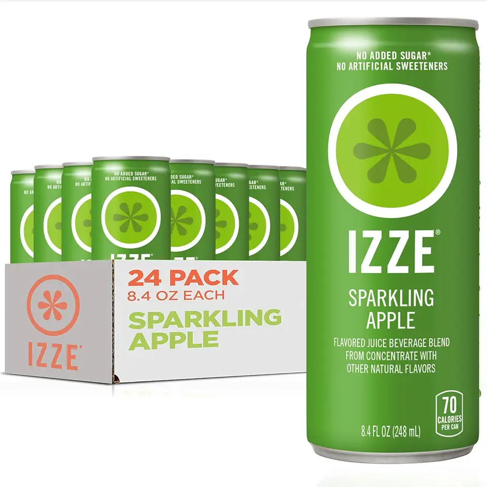 IZZE Sparkling Juice, Apple, No Added Sugars, No Preservatives, Non-GMO, 8.4 Fl Oz Can (Pack of 24)