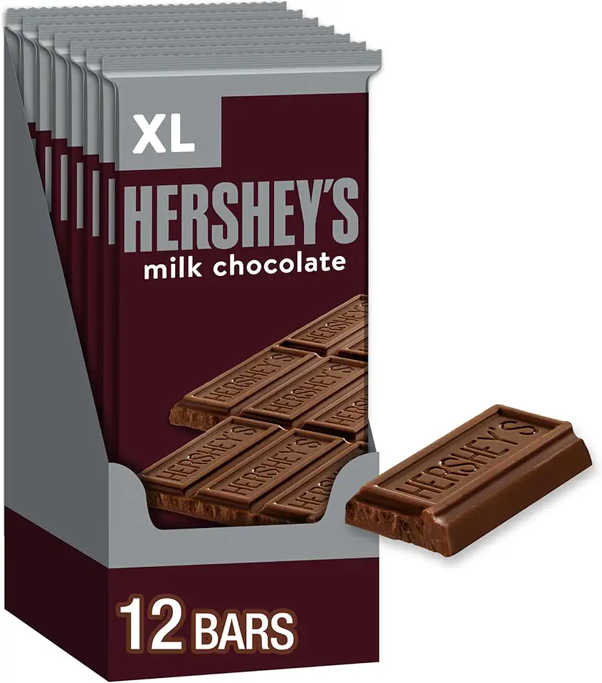 HERSHEY&#x27;S Milk Chocolate XL, Halloween Candy Bars, 4.4 oz (12 Count, 16 Pieces)