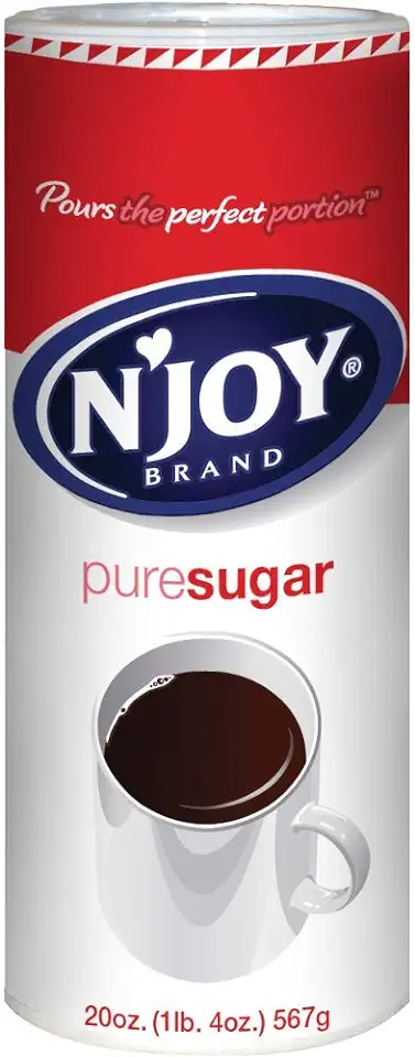 N&#x27;Joy Sugar Canister | 20 Ounce, Pack of 6 | 100% Pure Granulated Sugar| Easy Pour Lid, Bulk Size