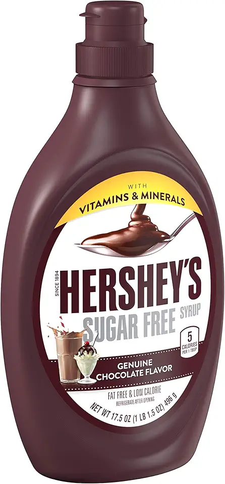 HERSHEY&#x27;S Zero Sugar Chocolate Syrup Bottles, 17.5 oz (6 Count)