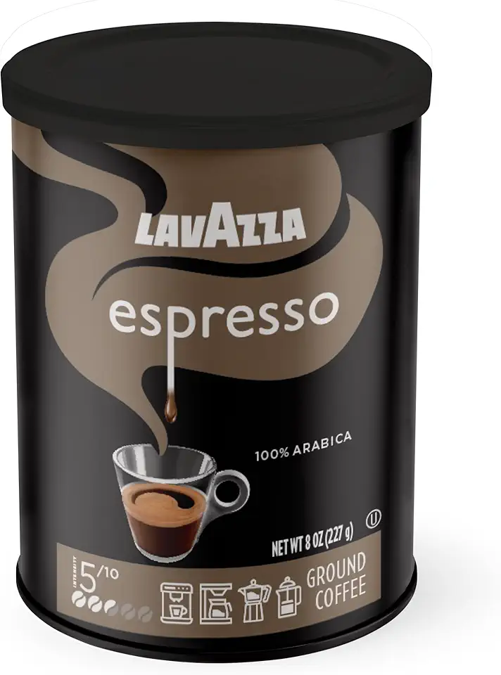 Lavazza Espresso Ground Coffee Blend, Medium Roast, 8-Oz Cans, Pack of 4 (Packaging May Vary) Premium Blend, Value Pack, Non-GMO, 100% Arabica, Rich-bodied