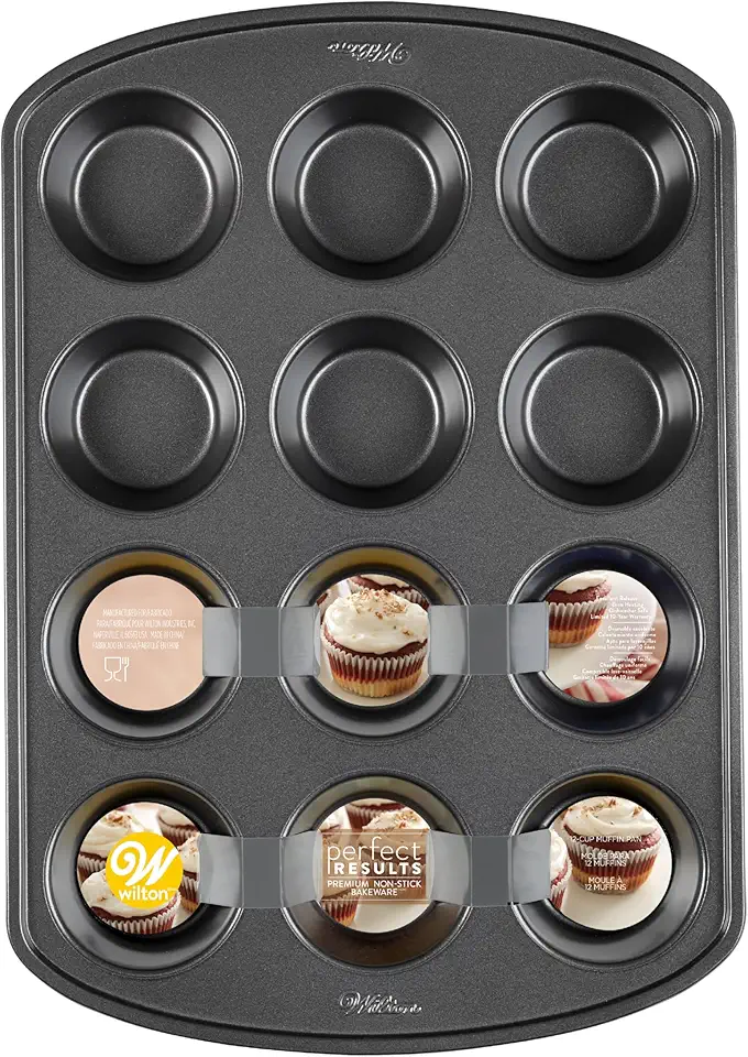 Wilton Perfect Results Premium Non-Stick Cupcake Pan, 12-Cup Muffin Tin, Steel Baking Supplies