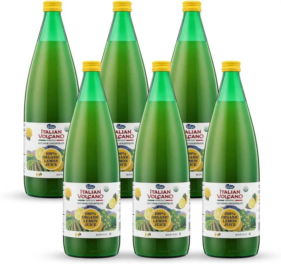 Volcano Bursts Organic Italian Lemon Juice, 33.8 oz (6 Pack)