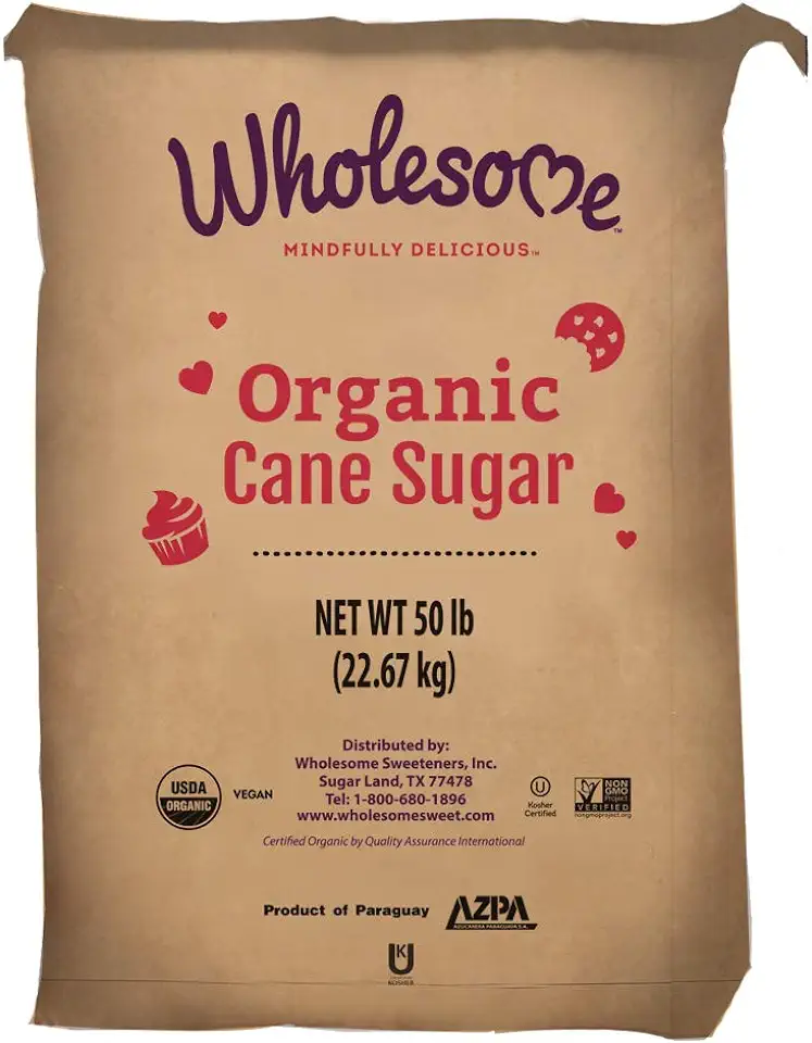 Wholesome Organic Cane Sugar, Non GMO &amp; Gluten Free, 50 Pound (Pack of 1)