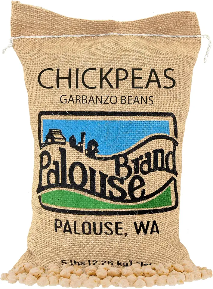 Chickpeas | Garbanzo Beans | 5 LBS | Family Farmed in Washington State | Desiccant Free | Non-GMO Project Verified | Kosher Parve | USA Grown | Field Traced | Burlap Bag