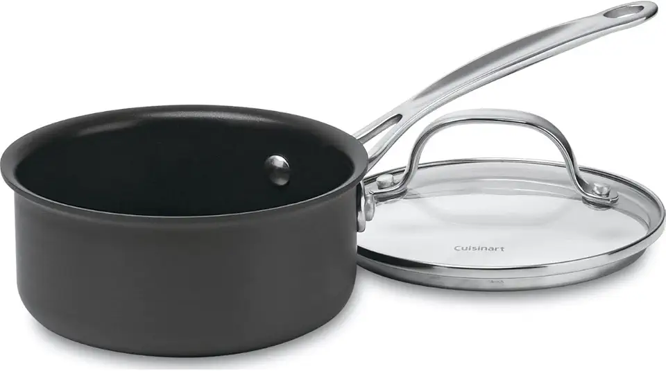 Cuisinart 1-Quart Saucepan, Chef&#x27;s Classic Nonstick Hard Anodized Saucepan w/Cover, 619-14