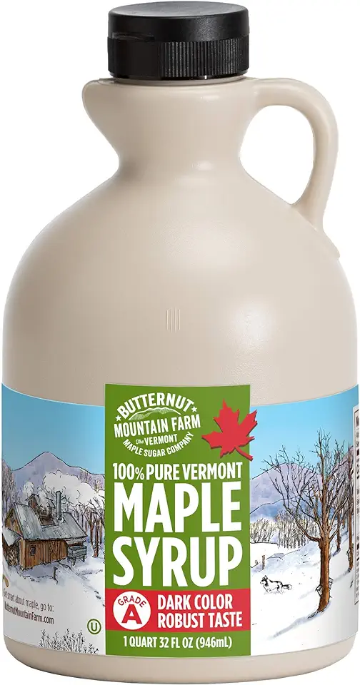 Butternut Mountain Farm Pure Vermont Maple Syrup, Grade A, Dark Color, Robust Taste, All Natural, Easy Pour, 32 Fl Oz, 1 Qt (Prev Grade B)