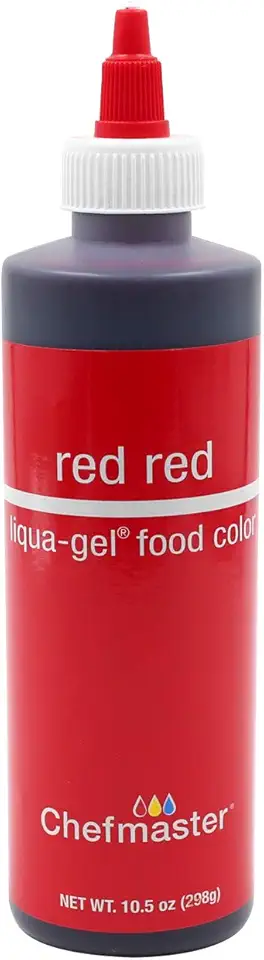 Chefmaster Red Red Liqua-Gel® Food Coloring | Vibrant Color | Professional-Grade Dye for Icing, Frosting, Fondant | Baking &amp; Decorating | Fade-Resistant | Easy-to-Use | Made in USA | 10.5 oz