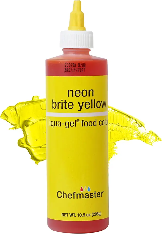 Chefmaster Neon Yellow Liqua-Gel® Food Coloring | Vibrant Color | Professional-Grade Dye for Icing, Frosting, Fondant | Baking &amp; Decorating | Fade-Resistant | Easy-to-Use | Made in USA | 10.5 oz