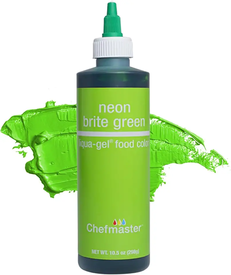 Chefmaster Neon Green Liqua -Gel Food Coloring | Vibrant Color | Professional-Grade Dye for Icing, Frosting, Fondant | Fade-Resistant | 10.5 oz