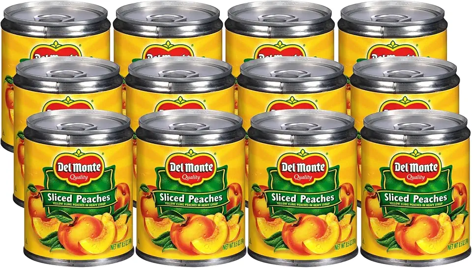 Del Monte Sliced Yellow Cling Canned Peaches in Heavy Syrup, 8.5 oz Can (Pack of 12 Cans)