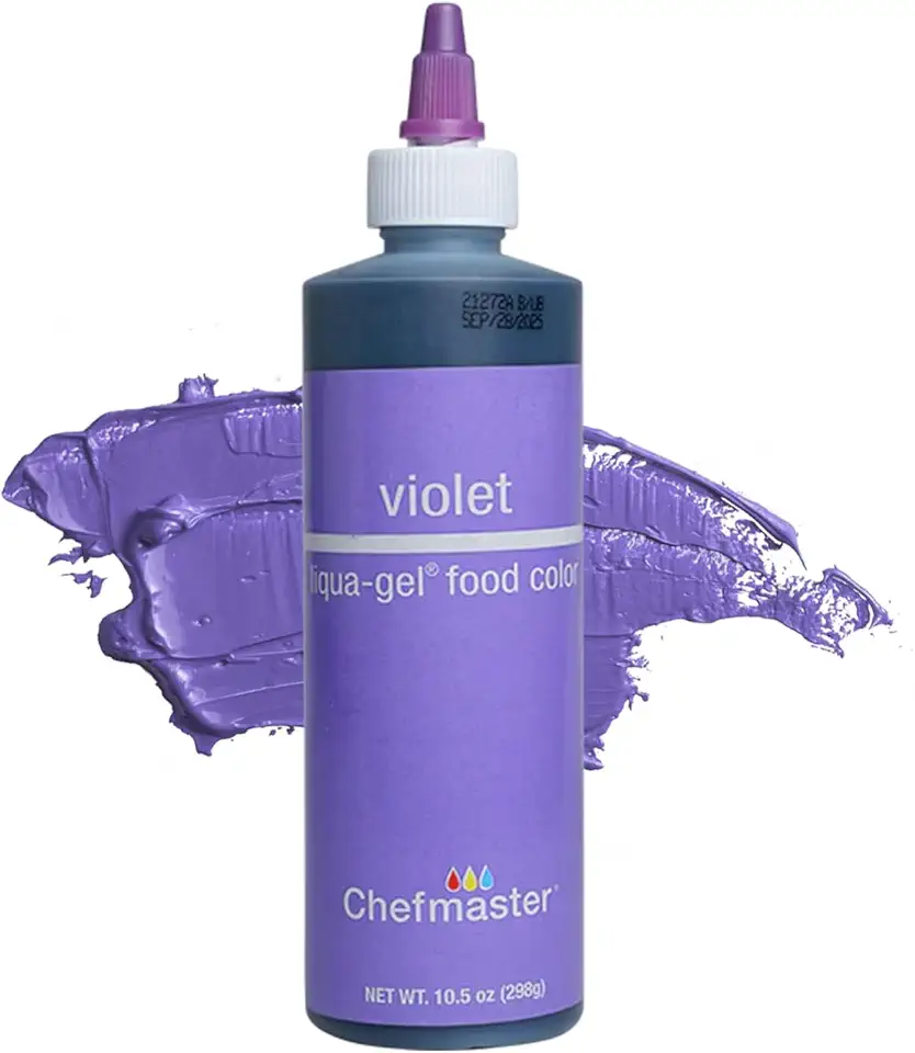 Chefmaster Violet Liqua-Gel® Food Coloring | Vibrant Color | Professional-Grade Dye for Icing, Frosting, Fondant | Baking &amp; Decorating | Fade-Resistant | Easy-to-Use | Made in USA | 10.5 oz