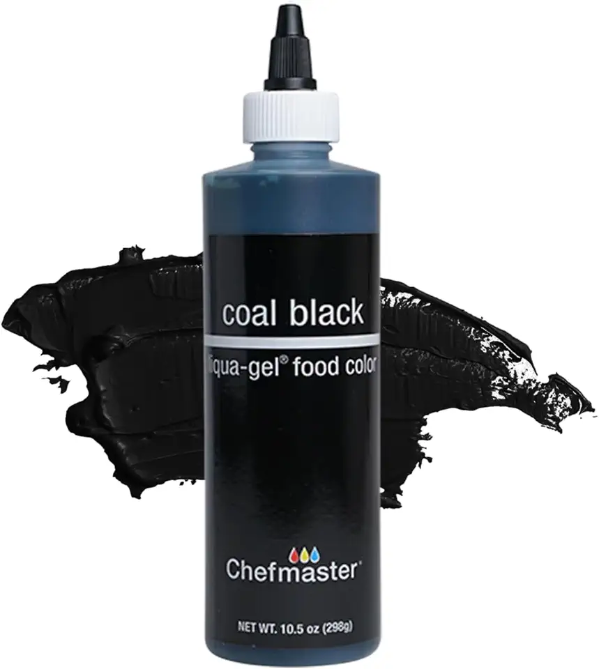 Chefmaster Coal Black Liqua -Gel Food Coloring | Vibrant Color | Professional-Grade Dye for Icing, Frosting, Fondant | Fade-Resistant | 10.5 oz