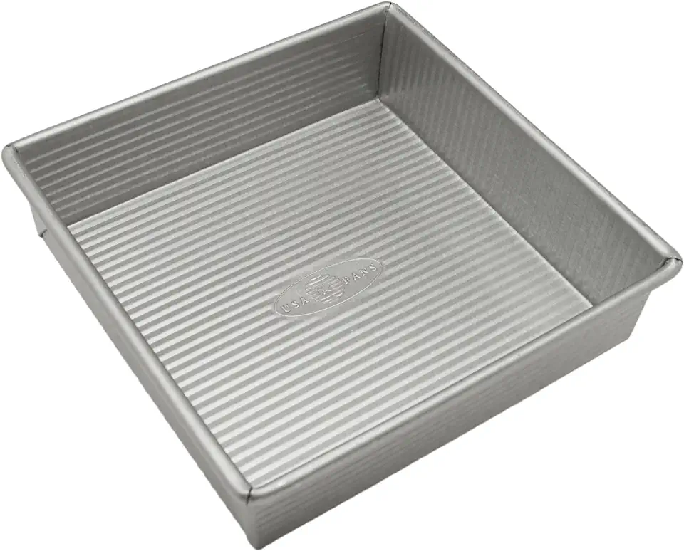 USA Pan Bakeware Square Cake Pan, 8 inch, Nonstick &amp; Quick Release Coating, Made in the USA from Aluminized Steel