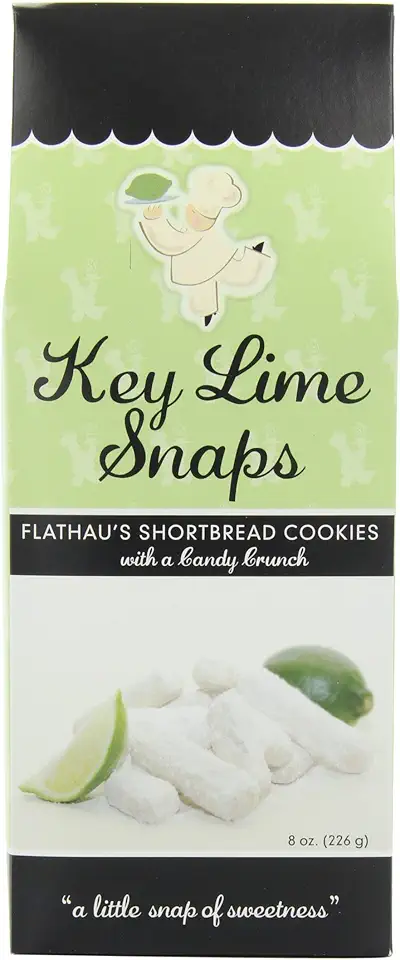 Flathau&#x27;s Fine Foods Key Lime Snaps, Powdered Shortbread Cookies, 8-Ounce Boxes (Pack of 6)