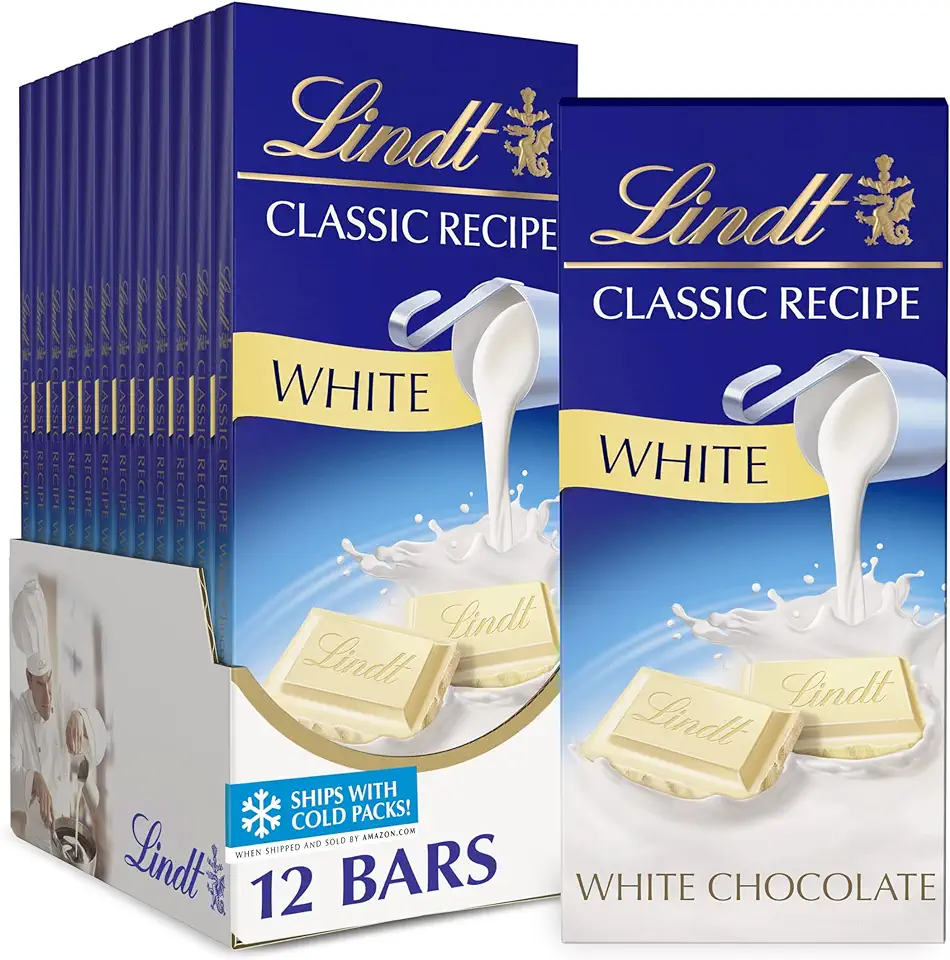 Lindt CLASSIC RECIPE White Chocolate Bar, White Chocolate Candy, 4.4 oz. (12 Pack)