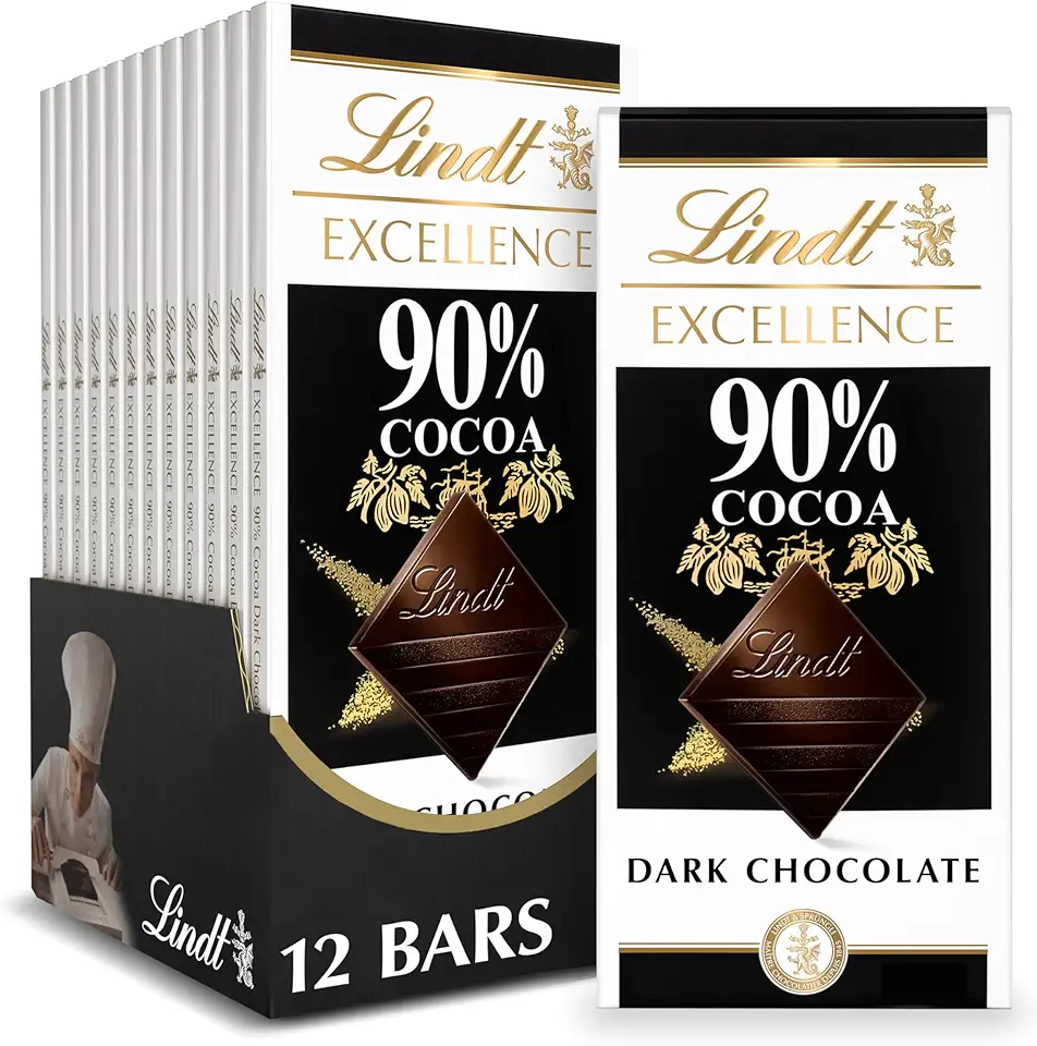 Lindt EXCELLENCE 90% Cocoa Dark Chocolate Bar, Dark Chocolate Candy, 3.5 oz. (12 Pack)