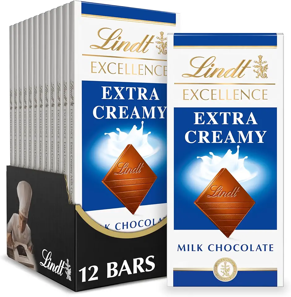 Lindt EXCELLENCE Extra Creamy Milk Chocolate Bar, Milk Chocolate Candy, 3.5 oz. (12 Pack)