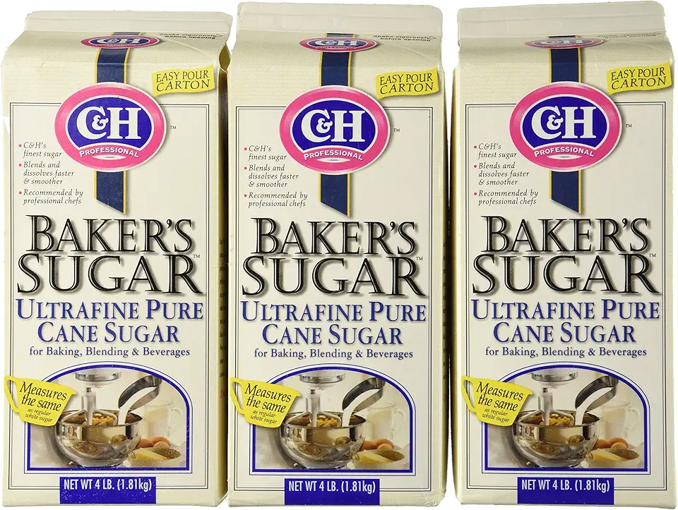 C &amp; H Baker`s Sugar Ultra-Fine Pure Cane Sugar 4 lbs. (Pack of 3)