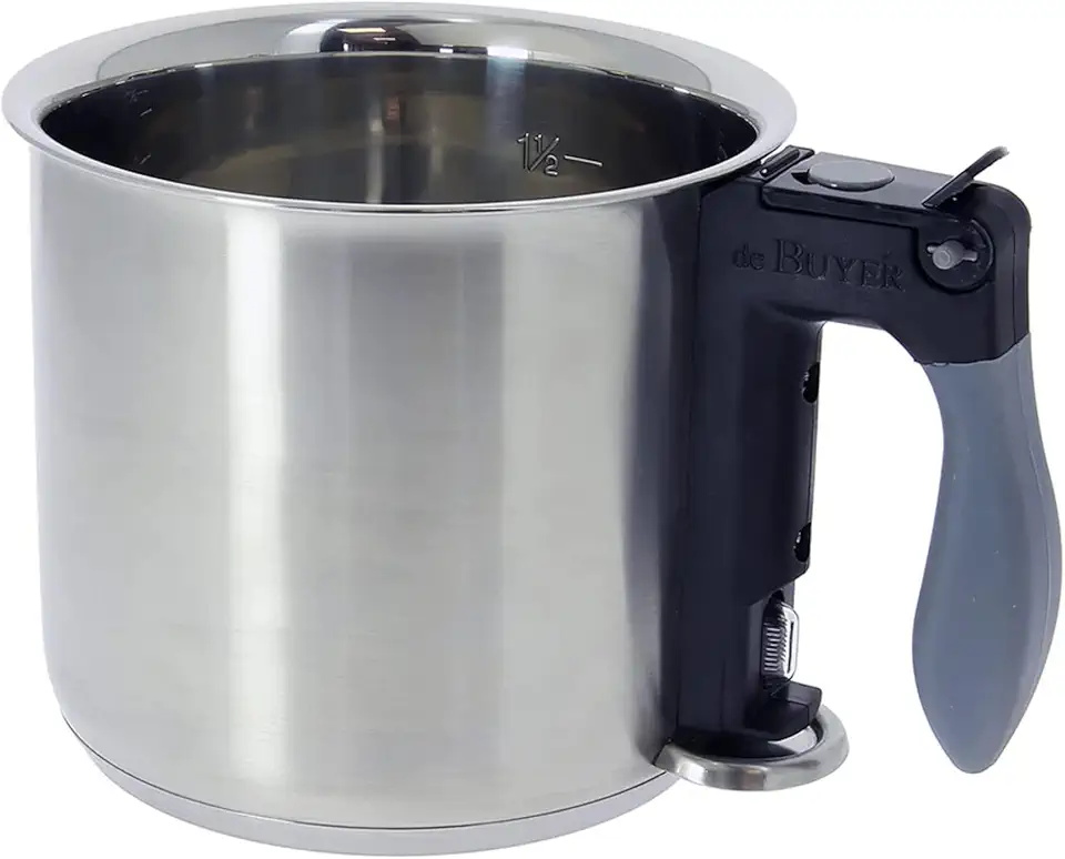 de Buyer Double Boiler Bain-Marie - 1.6 qt - Ideal for Cooking, Warming &amp; Defrosting Delicate Foods, Including Custards &amp; Sauces - Easy to Use