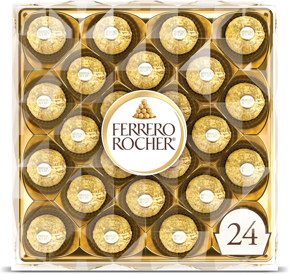 Ferrero Rocher 24 Count, Premium Milk Chocolate Hazelnut, Chocolates for Gifting, 10.6 oz