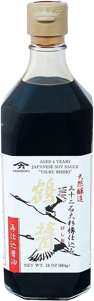 Yamaroku Shoyu Pure Artisan Dark Sweet Japanese Premium Gourmet Barrel Aged 4 Year Soy Sauce &quot;Tsuru Bisiho&quot;, 18oz (532ml) (18oz, 1)… (1 Pack)