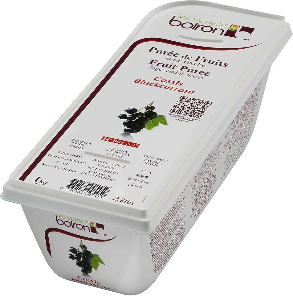 Frozen Blackcurrant Puree by Les Vergers Boiron - 1 Kg (2.2 pound)