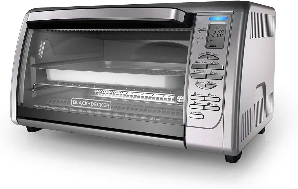 Black+Decker Countertop Convection Toaster Oven, 8 One-touch Cooking Functions, Stainless Steel