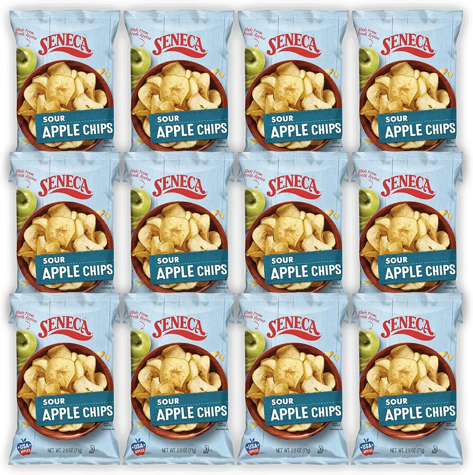 Seneca Sour Apple Chips | Made from Fresh Apples | 100% Granny Smith Apples | Yakima Valley Orchards of Washington | Crisped Apple Perfection | Foil-Freshness bag | 2.5 ounce (Pack of 12)