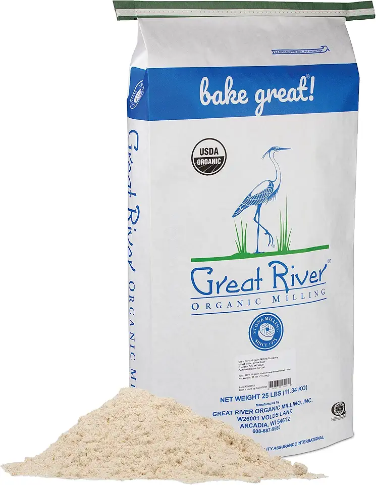 Great River Organic Milling, Bread Flour, Unbleached Wheat, Organic, 25-Pounds (Pack of 1)